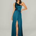 Draped Silky Satin Bridesmaid Dress with Tied Waist Madeline Gardner