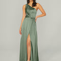 Draped Silky Satin Bridesmaid Dress with Tied Waist Madeline Gardner