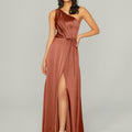 Draped Silky Satin Bridesmaid Dress with Tied Waist Madeline Gardner