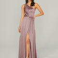 Draped Silky Satin Bridesmaid Dress with Tied Waist Madeline Gardner