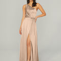 Draped Silky Satin Bridesmaid Dress with Tied Waist Madeline Gardner