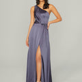 Draped Silky Satin Bridesmaid Dress with Tied Waist Madeline Gardner