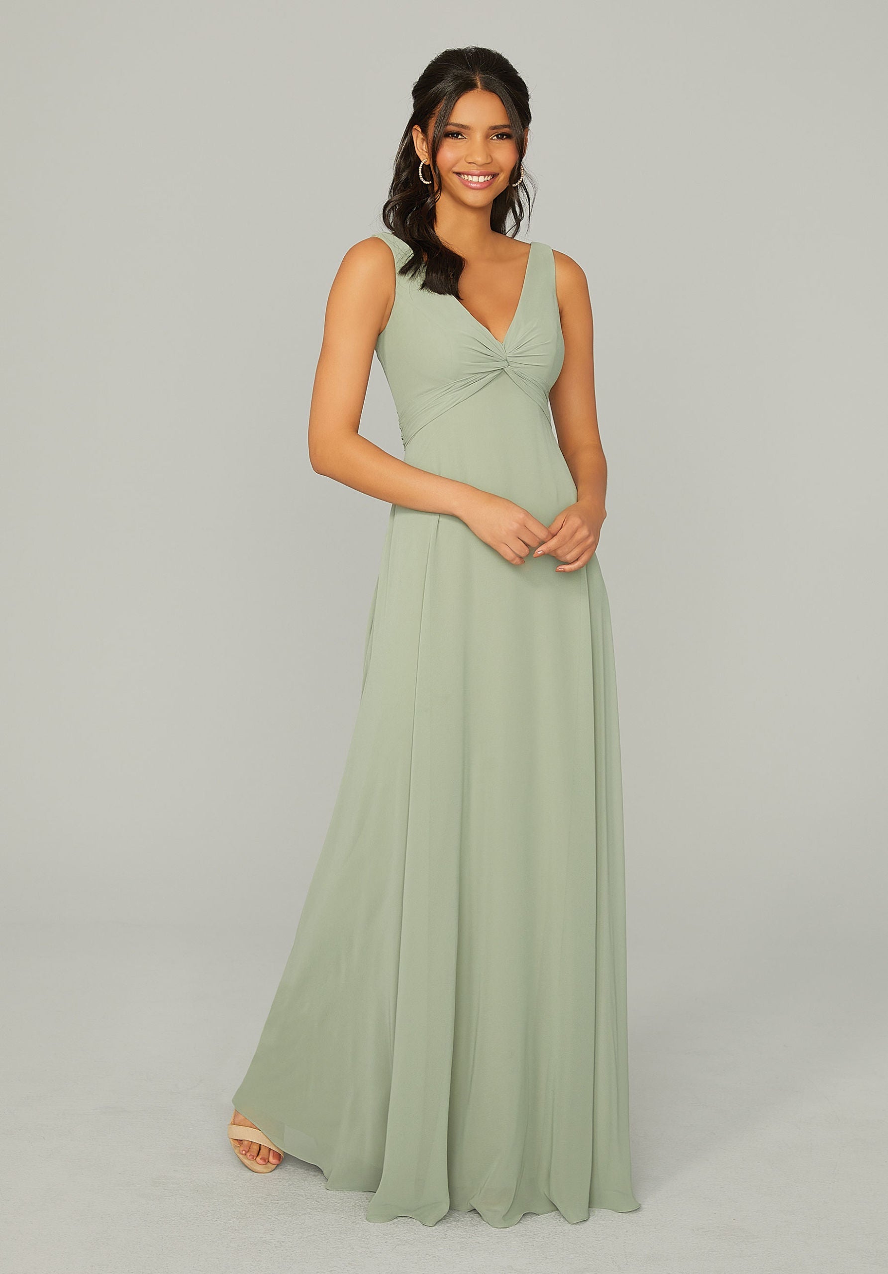 Knotted Bodice Chiffon Bridesmaid Dress Madeline Gardner