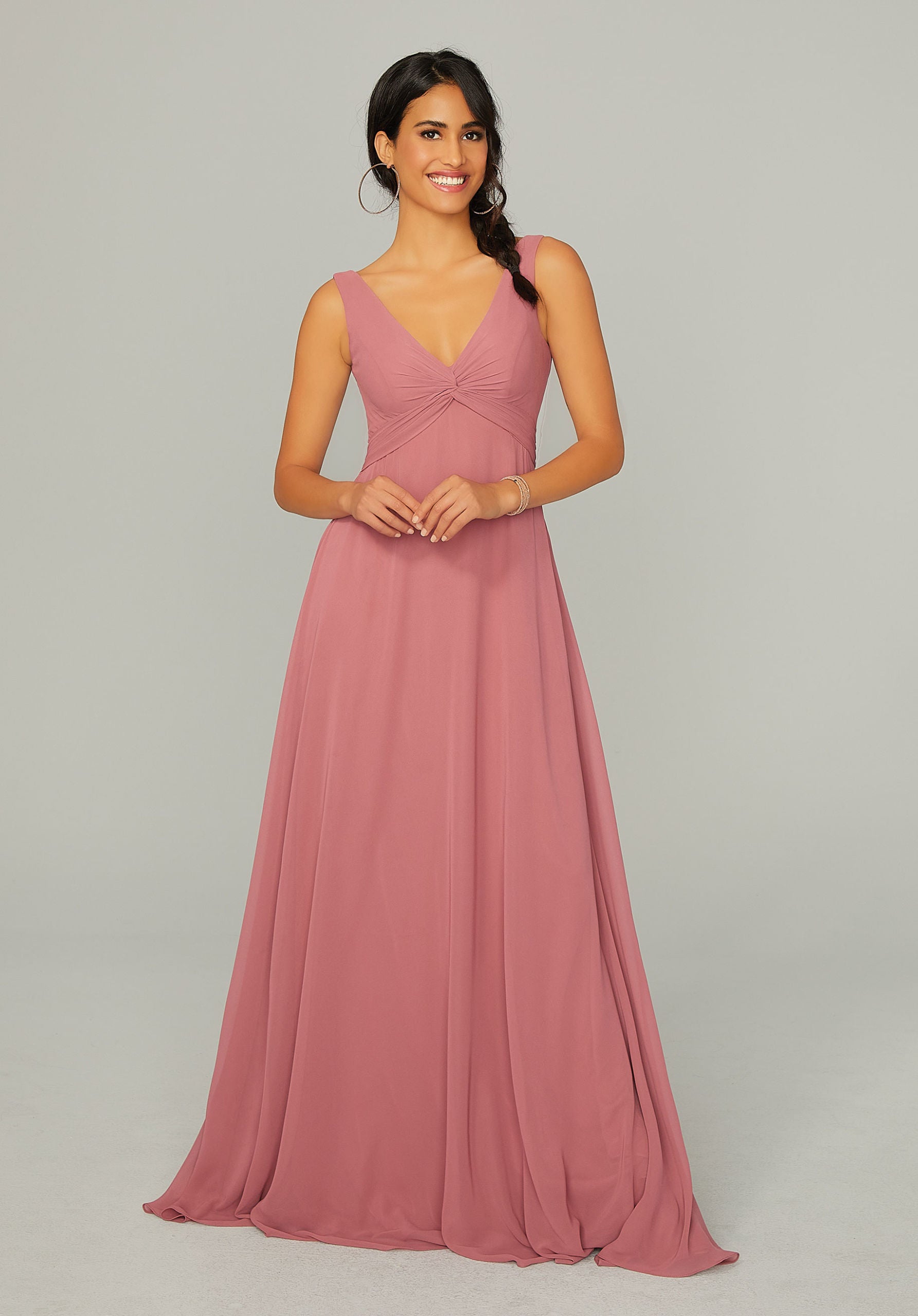 Knotted Bodice Chiffon Bridesmaid Dress Madeline Gardner