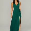 V Neck Chiffon Bridesmaid Dress with Front Skirt Slit Madeline Gardner