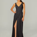 V Neck Chiffon Bridesmaid Dress with Front Skirt Slit Madeline Gardner