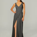 V Neck Chiffon Bridesmaid Dress with Front Skirt Slit Madeline Gardner