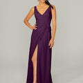 V Neck Chiffon Bridesmaid Dress with Front Skirt Slit Madeline Gardner