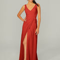 V Neck Chiffon Bridesmaid Dress with Front Skirt Slit Madeline Gardner