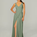 V Neck Chiffon Bridesmaid Dress with Front Skirt Slit Madeline Gardner