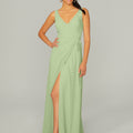 V Neck Chiffon Bridesmaid Dress with Front Skirt Slit Madeline Gardner