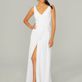 V Neck Chiffon Bridesmaid Dress with Front Skirt Slit Madeline Gardner