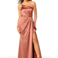 One Shoulder Silky Satin Bridesmaid Dress with Skirt Slit Madeline Gardner