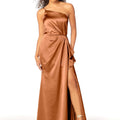 One Shoulder Silky Satin Bridesmaid Dress with Skirt Slit Madeline Gardner