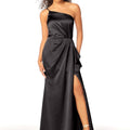 One Shoulder Silky Satin Bridesmaid Dress with Skirt Slit Madeline Gardner