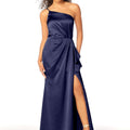 One Shoulder Silky Satin Bridesmaid Dress with Skirt Slit Madeline Gardner