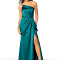 One Shoulder Silky Satin Bridesmaid Dress with Skirt Slit Madeline Gardner