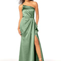 One Shoulder Silky Satin Bridesmaid Dress with Skirt Slit Madeline Gardner
