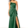 One Shoulder Silky Satin Bridesmaid Dress with Skirt Slit Madeline Gardner