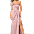 One Shoulder Silky Satin Bridesmaid Dress with Skirt Slit Madeline Gardner