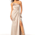 One Shoulder Silky Satin Bridesmaid Dress with Skirt Slit Madeline Gardner