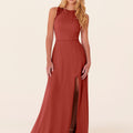 Chiffon Bridesmaid Dress with Leafy Appliqu��s Madeline Gardner
