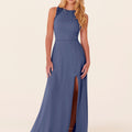 Chiffon Bridesmaid Dress with Leafy Appliqu��s Madeline Gardner