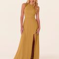 Chiffon Bridesmaid Dress with Leafy Appliqu��s Madeline Gardner