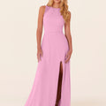 Chiffon Bridesmaid Dress with Leafy Appliqu��s Madeline Gardner