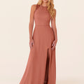 Chiffon Bridesmaid Dress with Leafy Appliqu��s Madeline Gardner