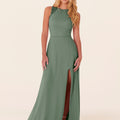 Chiffon Bridesmaid Dress with Leafy Appliqu��s Madeline Gardner