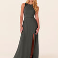 Chiffon Bridesmaid Dress with Leafy Appliqu��s Madeline Gardner