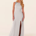 Chiffon Bridesmaid Dress with Leafy Appliqu��s Madeline Gardner