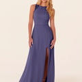 Chiffon Bridesmaid Dress with Leafy Appliqu��s Madeline Gardner