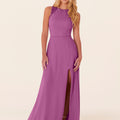 Chiffon Bridesmaid Dress with Leafy Appliqu��s Madeline Gardner