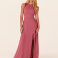 Chiffon Bridesmaid Dress with Leafy Appliqu��s Madeline Gardner