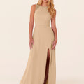 Chiffon Bridesmaid Dress with Leafy Appliqu��s Madeline Gardner