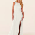 Chiffon Bridesmaid Dress with Leafy Appliqu��s Madeline Gardner