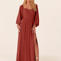Chiffon Bridesmaid Dress with Bishop Sleeves Madeline Gardner