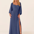 Chiffon Bridesmaid Dress with Bishop Sleeves Madeline Gardner