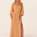Chiffon Bridesmaid Dress with Bishop Sleeves Madeline Gardner