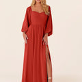 Chiffon Bridesmaid Dress with Bishop Sleeves Madeline Gardner