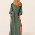 Chiffon Bridesmaid Dress with Bishop Sleeves Madeline Gardner