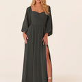 Chiffon Bridesmaid Dress with Bishop Sleeves Madeline Gardner