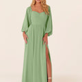Chiffon Bridesmaid Dress with Bishop Sleeves Madeline Gardner