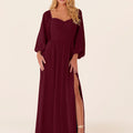 Chiffon Bridesmaid Dress with Bishop Sleeves Madeline Gardner