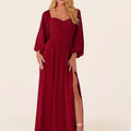 Chiffon Bridesmaid Dress with Bishop Sleeves Madeline Gardner