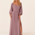 Chiffon Bridesmaid Dress with Bishop Sleeves Madeline Gardner