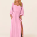 Chiffon Bridesmaid Dress with Bishop Sleeves Madeline Gardner