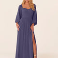 Chiffon Bridesmaid Dress with Bishop Sleeves Madeline Gardner